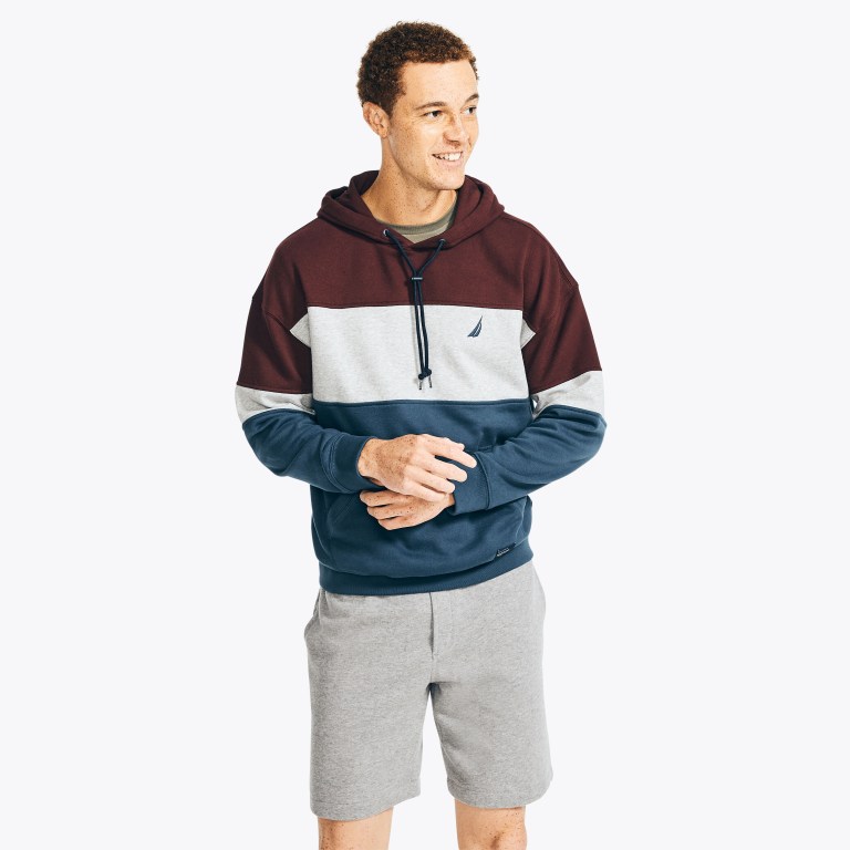 Buy Nautica Sweatshirts Online Mens Sustainably Crafted Colorblock Hoodie Red