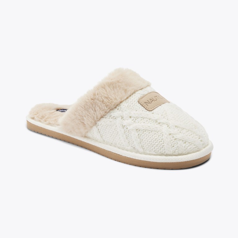 Nautica Slippers Outlet Womens Faux fur Crisscross Grey